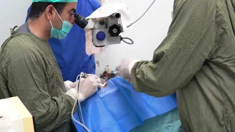 Cataract Human Eye Surgery, Ophthalmology Laser Microscope Operation Stock Footage 295174956