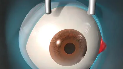 Cataract surgery application view Surgical operations on the human eye 스톡 일러스트