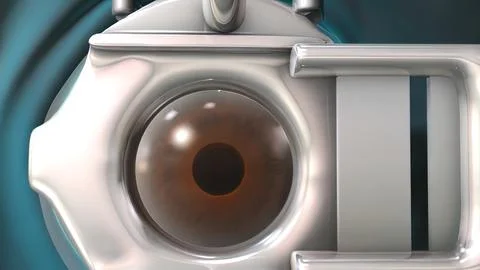 Cataract surgery application view Surgical operations on the human eye Stock Illustration