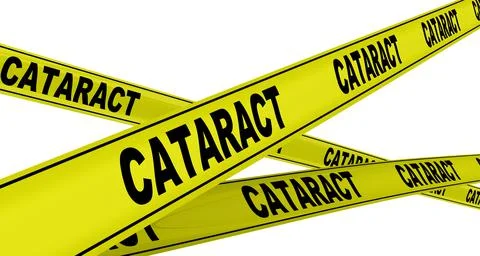 Cataract. Yellow warning tapes Illustrazione stock