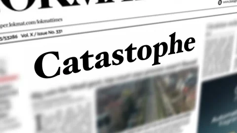 Catastophe  Headline of media articles. Breaking news. 4K Stock Footage 244710952