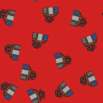Catastrophe erupting volcano vector seamless pattern Stock Illustration