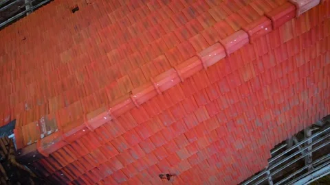 Catastrophe of humanity. Abandoned broken down brick house. Severely damaged Stock Footage 262631166