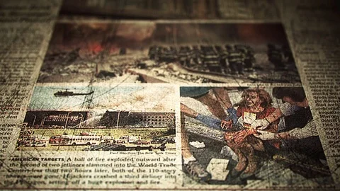 Catastrophe on a newspaper Stock Footage 83004010