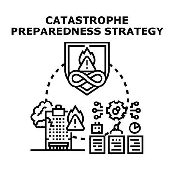 Catastrophe preparedness strategy planning safety and disaster management Illustrazione stock