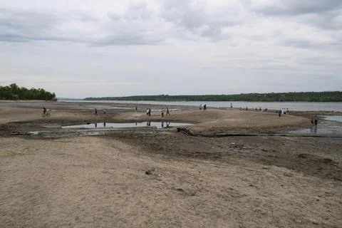 Catastrophic decrease in the water level in the Dnipro river 写真素材