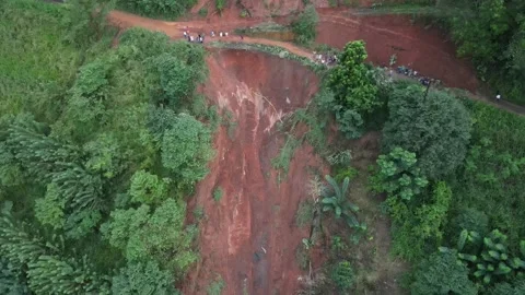 Catastrophic Mountain Avalanche: Massive Debris Cascade, 4K Aerial View Stock Footage 305809341