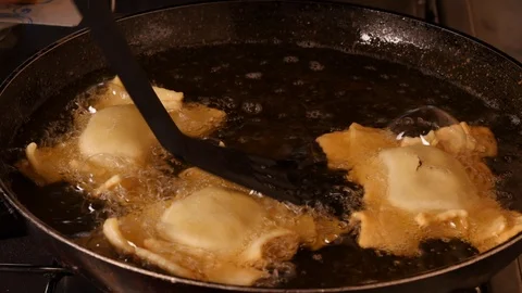 Catch fried sweet from the pan Stock Footage 98691251