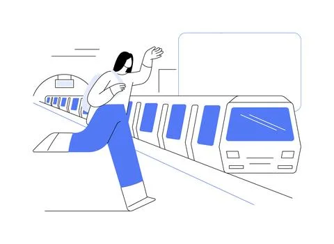 Catch the train abstract concept vector illustration. Stock Illustration