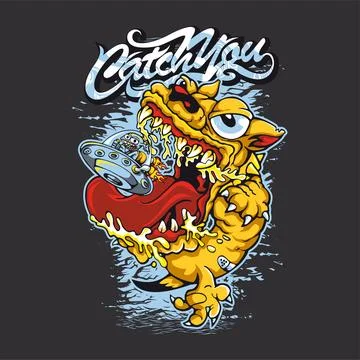 Catch You Bold Typography T-Shirt Design - Urban Streetwear Graphic Tee Stock Illustration