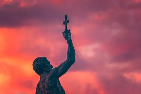 Catcher of a Cross statue Stock Photos