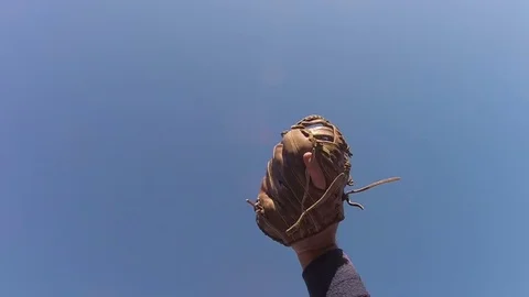 Catching a baseball in super slo-mo Stock-Footage 80357868