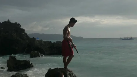 Catching fish 2 Stock Footage 74726597