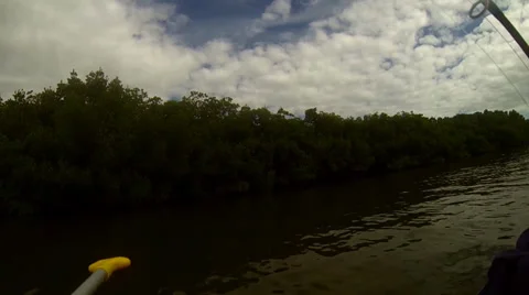 Catching fish in a canoe Video stock 34163237