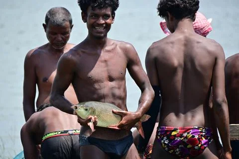 Catching fish Stock Photos