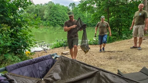 Catching a really big fish Stock Footage 112173701