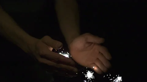 Catching sparkler, Slow Motion Stock Footage 41830887