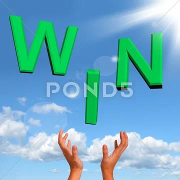 Catching win word on table representing success and victory Stock Illustration
