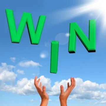Catching win word on table representing success and victory Stock Illustration