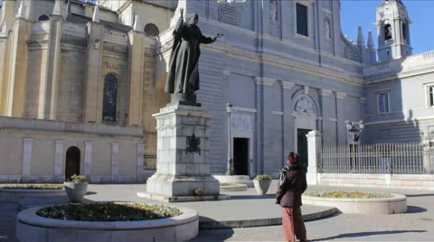 Catedral de Almudena Yard Stock Footage 51703946