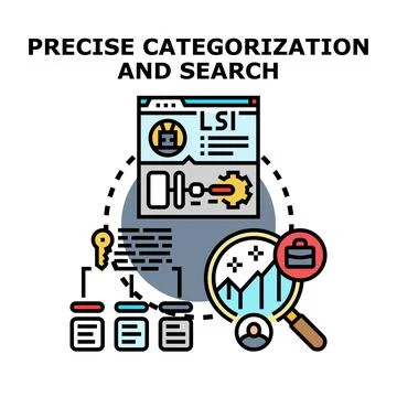 Categorization and search finding data information analysis Stock Illustration