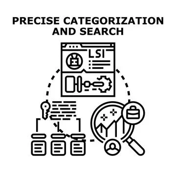 Categorization and search finding data information analysis Stock Illustration