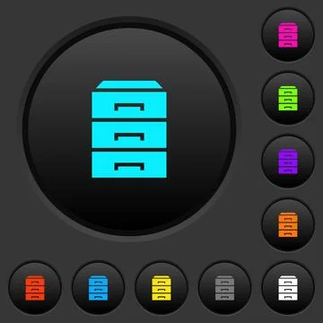 Categorize dark push buttons with color icons Stock Illustration