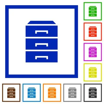 Categorize flat framed icons Stock Illustration