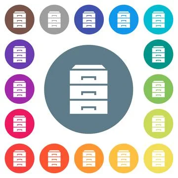 Categorize flat white icons on round color backgrounds Stock Illustration