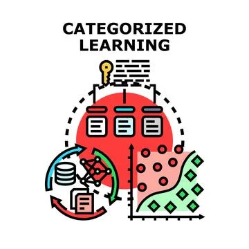 Categorized learning process with data classification modeling Stock Illustration