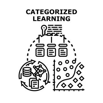 Categorized learning process with data classification modeling Stock Illustration