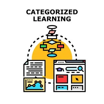 Categorized learning process with educational data analysis Stock Illustration