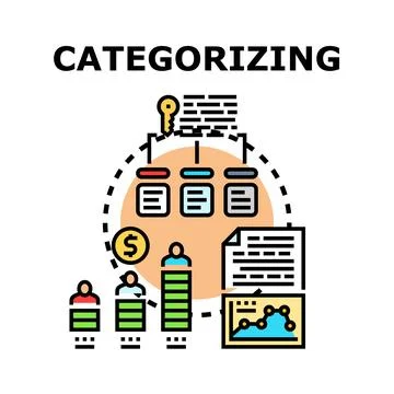 Categorizing information for data analysis and management process Stock Illustration