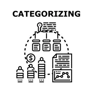 Categorizing information for data analysis and management process Stock Illustration
