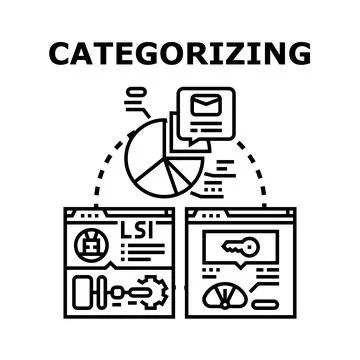 Categorizing information using digital analysis and data organization Stock Illustration