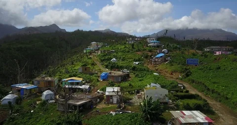Category 5 hurricane that devastated Dominica Stock Footage 105437187
