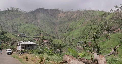 Category 5 hurricane that devastated Dominica Stock Footage 105464477
