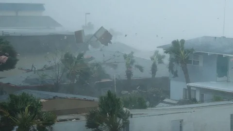 Category 5 Hurricane Michael Rips Houses Apart Stock Footage 109613669