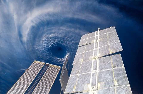 Category 5 super typhoon from deep space view.  Stock Photos