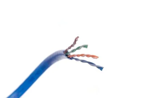 Category 6 network cable curved towards Stock Photos