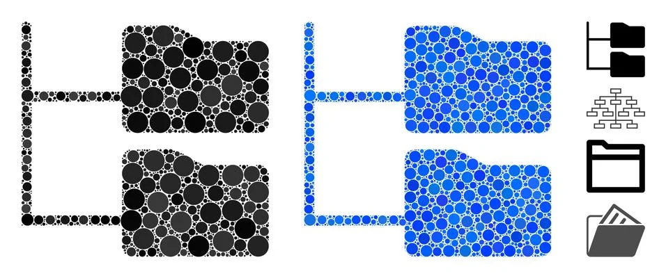 Category Folder Tree Mosaic Icon of Spheric Items Stock Illustration