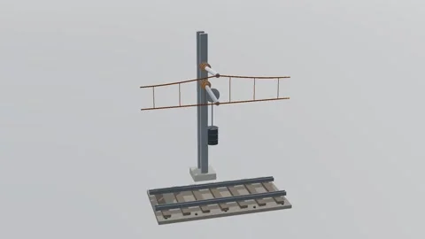 Catenary mast rail transit 3d loop white background 3D animation seamless loop Stock-Footage 341851062