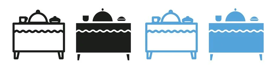 Catering Buffet and Self-Service Table Icon for Banquet and Dining Events Stock Illustration