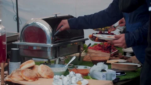 Catering buffet. Stock Footage 157369591