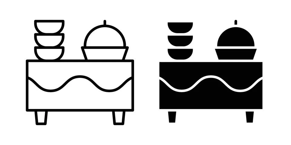 Catering buffet icon vectors. Illustrations in black Stock Illustration