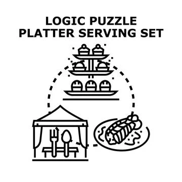 Catering buffet serving platter flatware food tent Stock Illustration
