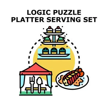 Catering buffet serving platter flatware food tent Stock Illustration
