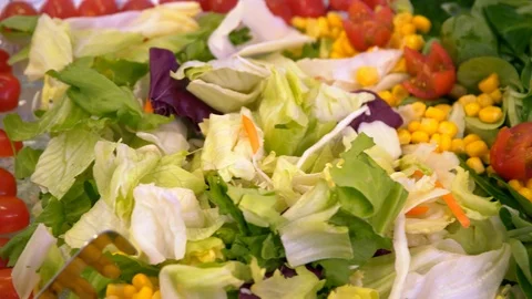 Catering buffet: vegetables and salads Stock Footage 87704881
