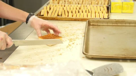 Catering grilled cheese cut Stock Footage 52970598