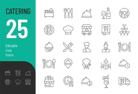Catering line Editable Icons set. Stock Illustration